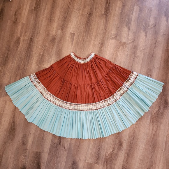 Vintage 50s Rockabilly Western Patio Fiesta Skirt Set Norman AZ Snag Pruf Zip S - Picture 4 of 16